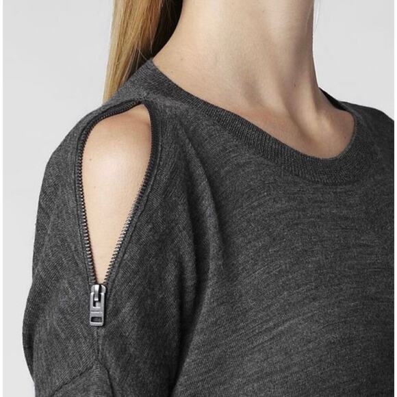 AllSaints Novara Jumper Dress Sweater Wool Pullover Cutout Charcoal Gray Size XS - Picture 2 of 12